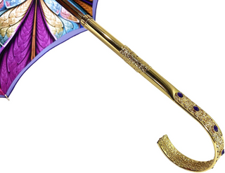 Italian purple umbrella – gold plated handle side