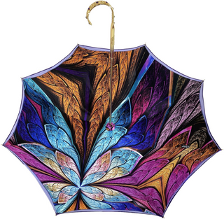 Purple satin Italian umbrella – closed folded view