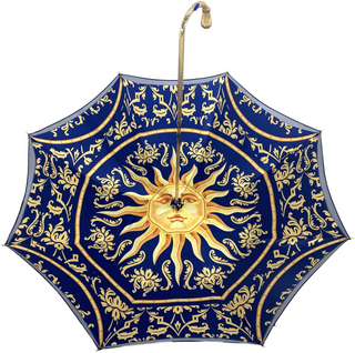 Blue luxury umbrella – double canopy profile view