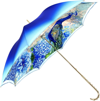 Peacock umbrella – Swarovski crystal handle close-up