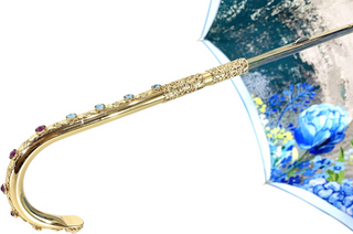 Blue peacock umbrella – Swarovski crystal side profile