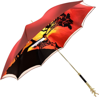 Women's handmade red double cloth umbrella Swarovski side