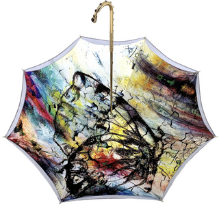 Women's handmade butterfly umbrella Swarovski handle top view