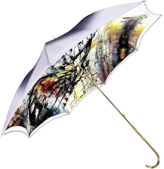 Women's handmade butterfly umbrella Swarovski handle side