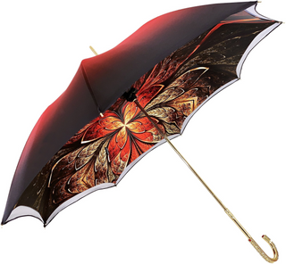 Red gradient umbrella – Swarovski handle close-up
