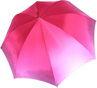 Luxury fuchsia pink floral double canopy umbrella gold handle
