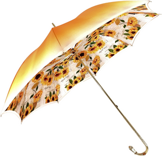 Women's sunflower double canopy umbrella 24K gold handle side