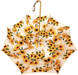 Handmade sunflower double canopy umbrella 24K gold handle open