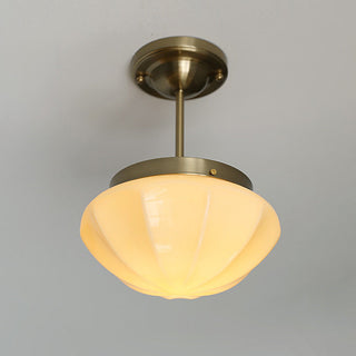 Vintage hallway ceiling lamp with milky white glass shade, E27