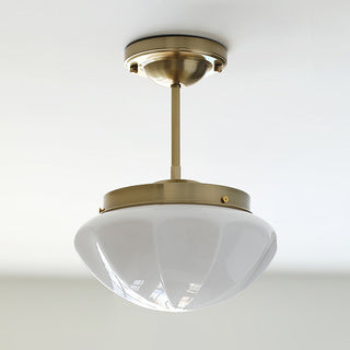 Retro ceiling lamp in hallway, milky glass dome E27 socket