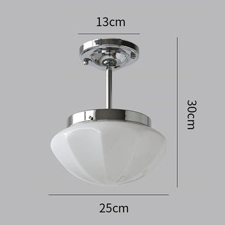 Classic retro ceiling light with milky white glass shade