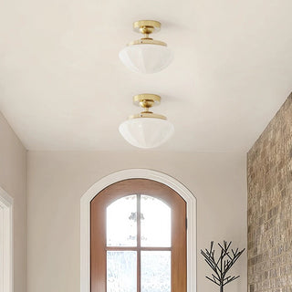 Retro Hallway Ceiling Light – Milky White Vintage Fixture with E27 Bulb