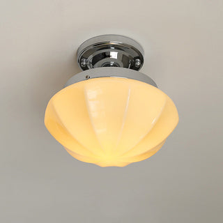 Retro Hallway Ceiling Light – Milky White Vintage Fixture with E27 Bulb