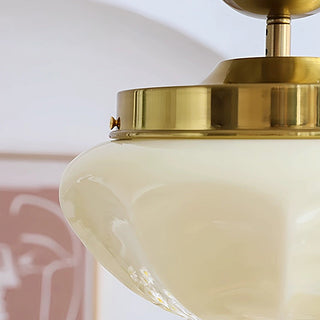 Retro Hallway Ceiling Light – Milky White Vintage Fixture with E27 Bulb