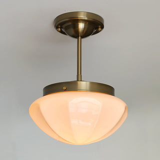 Hallway ceiling lamp with retro milky white shade, classic design
