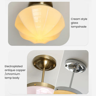 Retro Hallway Ceiling Light – Milky White Vintage Fixture with E27 Bulb