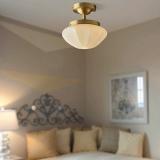 Retro milky white ceiling light for hallway, vintage E27 bulb fixture