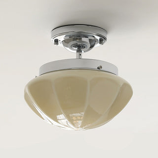 Milky white vintage ceiling light in hallway corridor