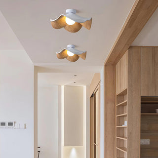 Scandinavian ceiling light with lotus resin wood, warm ambient