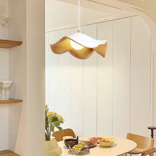Nordic wooden pendant with lotus leaf Scandinavian design