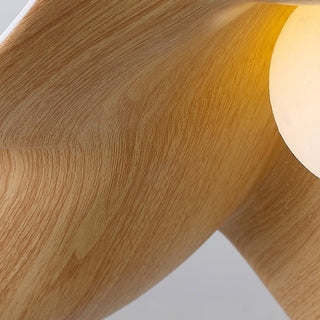 Scandinavian Ceiling Light – Wood Lotus Resin Fixture with Warm Ambient Lighting