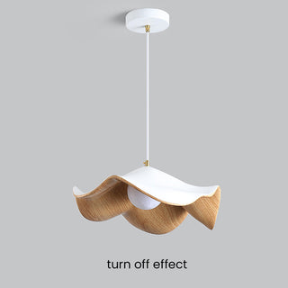 Scandinavian pendant with layered lotus leaf wood shade