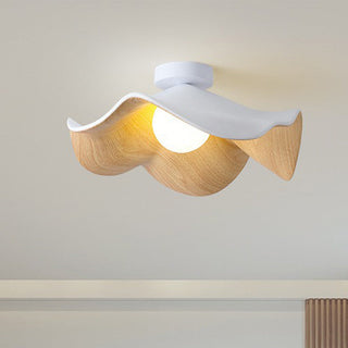 Lotus wood resin ceiling light, Scandinavian warm ambient design
