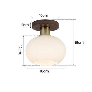Minimalist White Ceiling Light – Nordic Hallway Lamp With Wood Glass Brass
