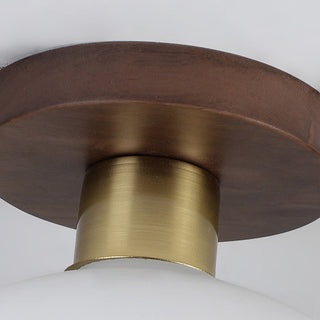 Minimalist white ceiling fixture, Nordic brass glass wood design