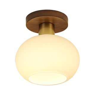 Minimalist White Ceiling Light – Nordic Hallway Lamp With Wood Glass Brass