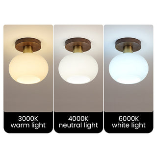 Nordic white minimalist ceiling fixture installed, wood brass