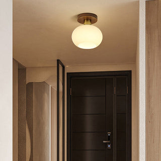 Minimalist white Nordic ceiling light with wood glass brass