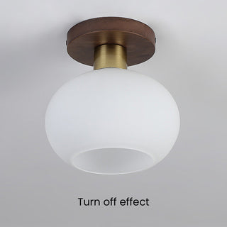 Nordic minimalist white ceiling light in hallway, wood glass