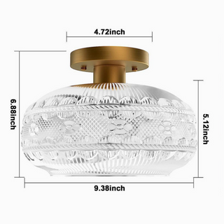 Gold luxury hallway ceiling lamp elegant – glass semi-flush