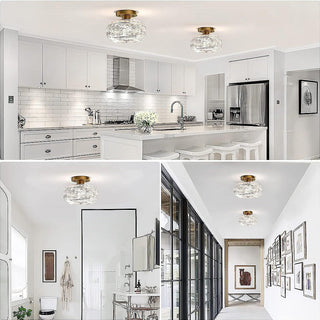 Elegant gold hallway ceiling light – semi-flush glass luxury