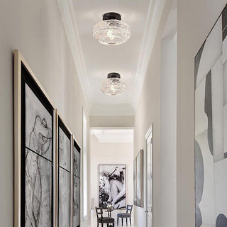 Gold semi-flush ceiling fixture luxury – glass hallway elegant