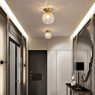 Contemporary clear ceiling fixture glass ball – hallway