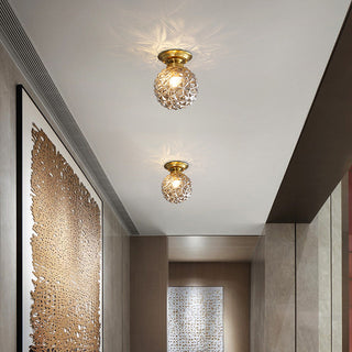Contemporary glass ceiling fixture clear ball – hallway