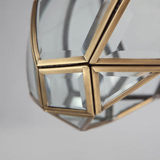 Geometric medieval ceiling fixture – copper brass glass side