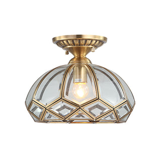 Copper geometric ceiling light – medieval brass glass installed