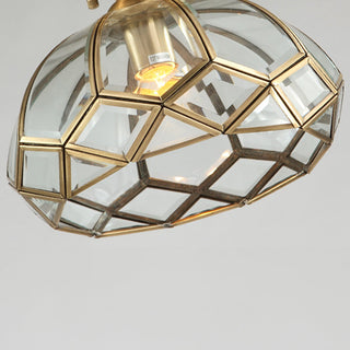 Medieval brass ceiling lamp – geometric copper glass hallway