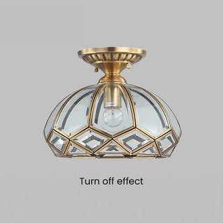Geometric copper ceiling fixture – medieval brass glass style