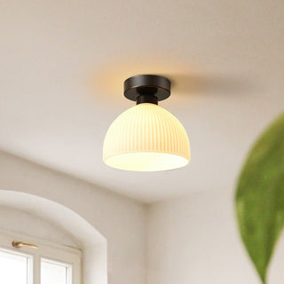 Mini Hallway Ceiling Light - Elegant White Semi-Flush Mount Fixture