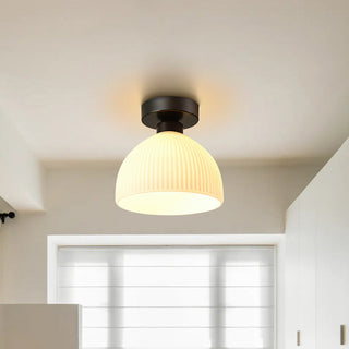 Mini Hallway Ceiling Light - Elegant White Semi-Flush Mount Fixture