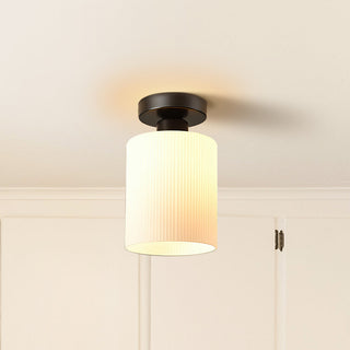 Small white semi-flush ceiling lamp, modern hallway lighting