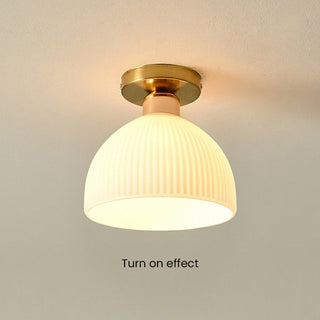Mini Hallway Ceiling Light - Elegant White Semi-Flush Mount Fixture