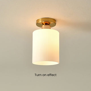 Elegant white ceiling light for hallway, compact semi-flush fixture