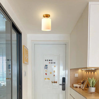 Mini white semi-flush mount ceiling light for hallway, elegant design