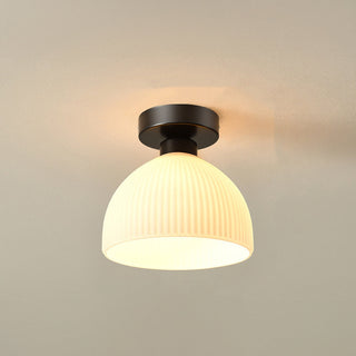 Mini Hallway Ceiling Light - Elegant White Semi-Flush Mount Fixture