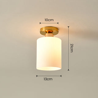 White hallway semi-flush ceiling lamp, modern minimal design